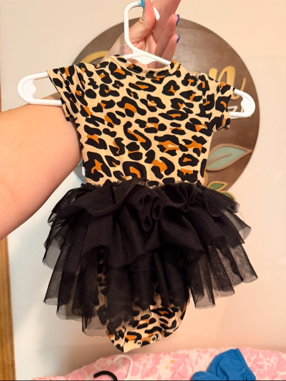 Posh Peanut LanaLeopard Print Tulle Tutu One-Piece bodysuit - Black, Tan, Orange